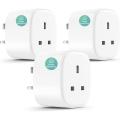 Meross Smart Plug with Energy Monitor Wi-Fi Outlet Work with Alexa Echo, Google Home, Smart Socket No Hub Required 13A (3-Pack). 