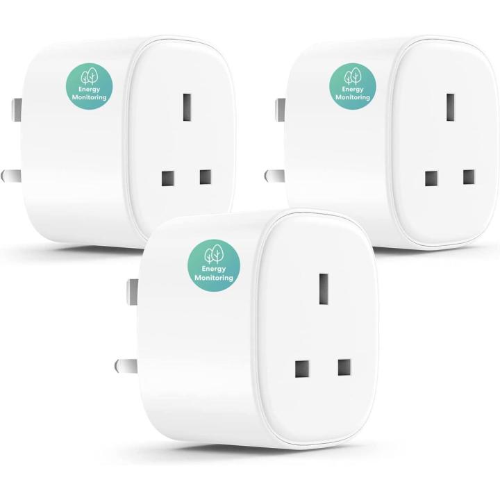 Meross Smart Plug with Energy Monitor Wi-Fi Outlet Work with Alexa Echo, Google Home, Smart Socket No Hub Required 13A (3-Pack)
