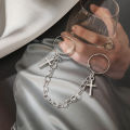 Fashion Women Punk Cool Conjoined Cross Butterfly Rings Adjustable Chain Open Finger Rings Alloy Man Rings Party Accessories Jewelry Gift. 
