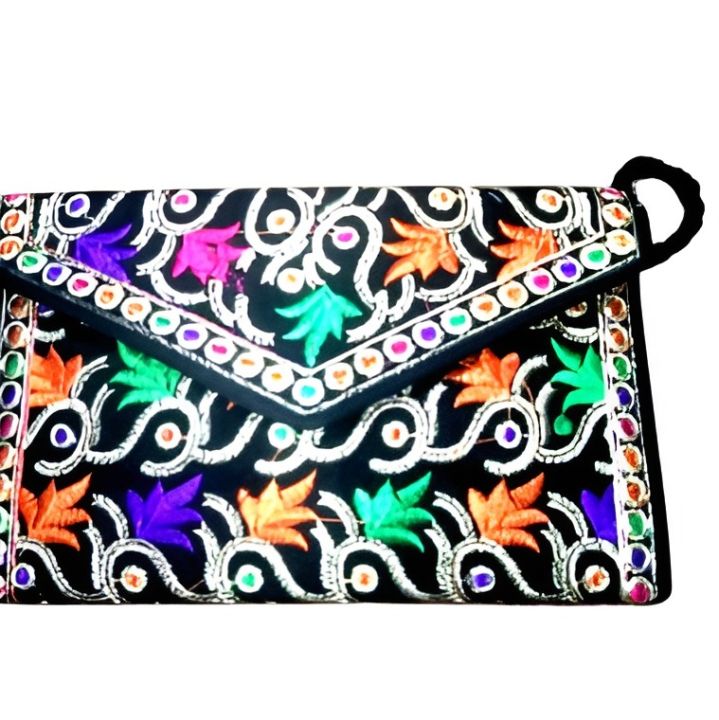 Pakistani Traditional Embroidered Vintage Hand Bag PURSE Size 10x7 Inches with Shoulder Strap For Female Girls Women Cultural Party Wear Bag Sindhi Balochi Pashtun Multicolor Hand Made  Work