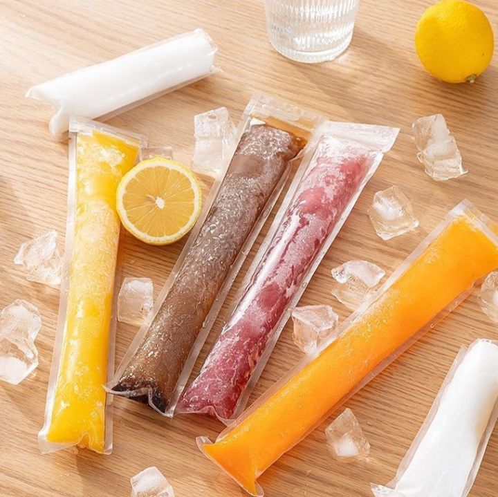 50/100pcs Disposable Ice Popsicle Mold Ice Pop Bags Freezer Tube With Zip Seals Ice Cream Palettes Pouch