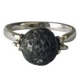 High Quality Sliver Plated Lava Stone Open Rings for Women Men Vintage Adjustable Balls Shape Gemstone Crystal Rings. 