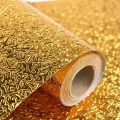 Aluminum Roll Self Adhesive Wall Paper Roll Peel and Stick for Shelf Drawer Liner Kitchen Backsplash Peel and Stick Wallpaper Golden Aluminum (200x60Cm). 