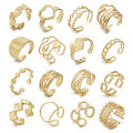 no fade gold jewelry 18k real gold PVD plated chunky gold rings ring stainless steel adjustable Clover ring for women. 