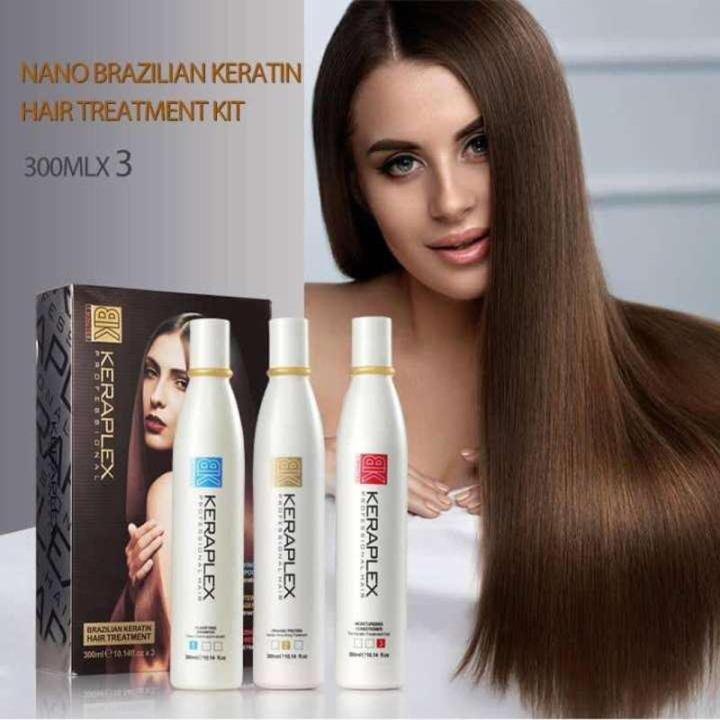 Nano Brazilian Keratin Hair Treatment Kit 300ml x 3 For Soft Straight And Shiny Hair WITH FREE COMB Daraz.pk