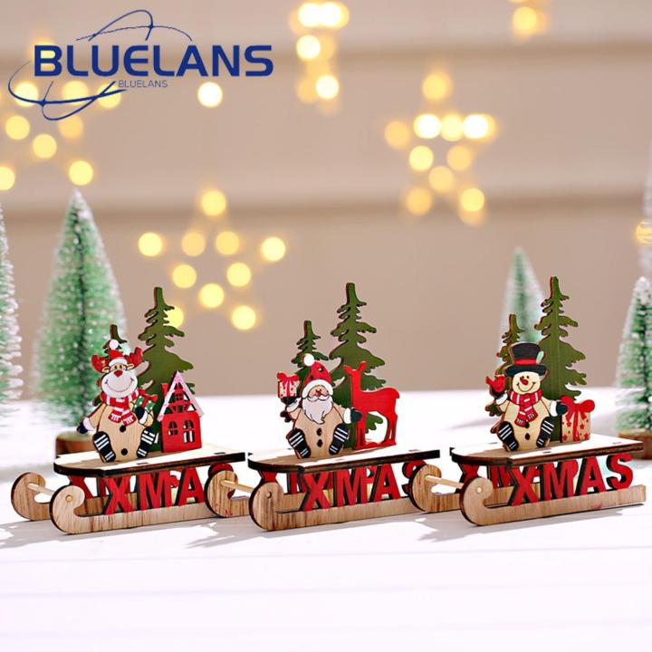 Christmas Ornament Handcrafted Wooden Santa Claus Sleigh Ornament Exquisite Christmas Decor for Diy Crafts Southeast Asian Buyers' Favorite Party Accessories
