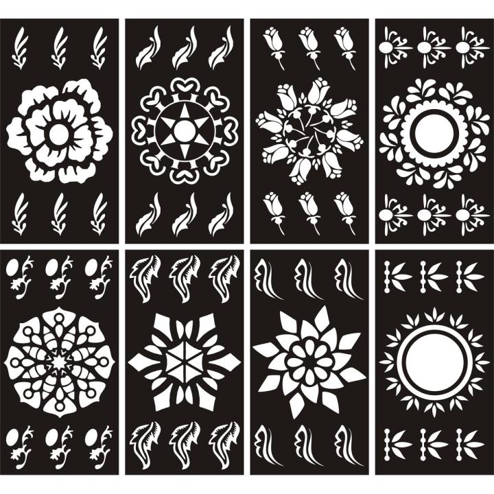 Pack Of 8 Mehndi Design Stickers New Tiki Design H