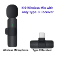 K9 Wireless Collar Microphone – Available with Connector Options as per Requirement (Type-C, Lightning, Micro-USB) - Lavalier Mic for iPhone, Android & Type-C Devices -K-9 Wireless Microphone. 