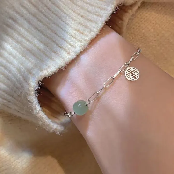 Fashion%20Jewelry%20Chinese%20Jade%20Pendant%20Exquisite%20Bracelet%20For%20Girls%20Elegant%20Trend%20Charm%20Metal%20Hand%20Chain%20For%20Girls%20Stylish%20Festive%20Birthday%20Friends%20Gift%20Jewelry%20Accessories%20Trendy%20Trendy%20Bracelets%20For%20Women%20-%20Image%203