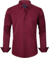 Men Shirts for Office - Men's Dress Shirts Solid Long Sleeve Stretch Wrinkle-Free Formal Shirt Business Casual Button Down Shirts - Men's Button-Down Shirts. 