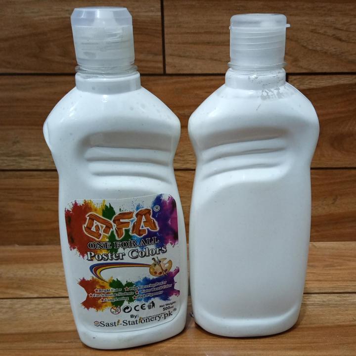 OFA 500 Ml Poster Color Bottle - White / Poster Color / Big Bottle / Poster Color  Art # SS -PC500Ml - White
