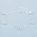 New silver anklet women's rhinestone anklet fashion ethnic style women's bell anklet copper silver-plated source jewelry. 