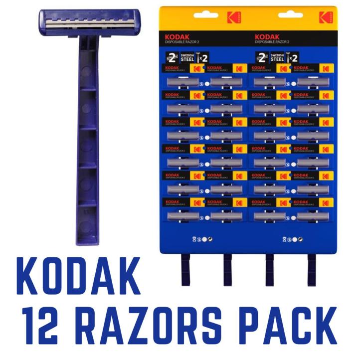 KODAK Hygiene Razors - Twin Blades - (12 Pcs) | Disposable Razor Salon | Unwanted Hair Removal | Hygienic Shaving Razor | Under Arm Razor | Shaving Ustraa | Clean Shave For Men | Disposable Razor Blades | Barber Razer | Hair Trimmer