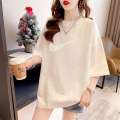 Fat MM plus size student girl outfit new summer 240kg slimming and age reducing in loose short sleeved t shirt with flesh covering top. 