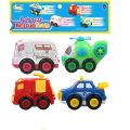 Unbreakable Pull Back Vehicles Power Friction Pull Back, Push and go Robocar Rescue Team Cartoon Cars-Fire Truck, Ambulance, Helicopter, Police Car Crawling Vehicle Toy for Kids - Set of 4. 