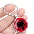 Esspoc Albania Flag Key Chain Fashion Glass Dome Keychains Keyrings Patriot Souvenir Gifts Albanian Flags Jewelry Accessory. 