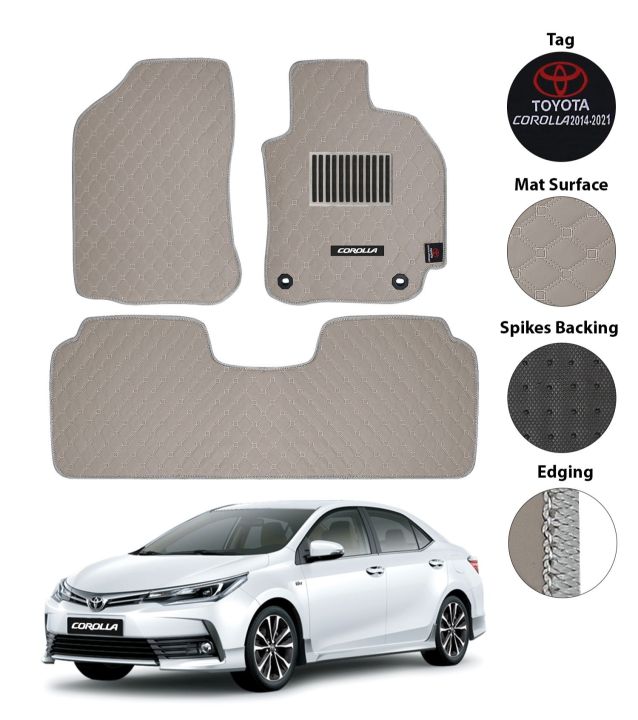 TOYOTA COROLLA 2009-2021 CAR FLOOR MAT | LUXURY LEATHER STYLE 7D MAT | ANTI SLIP CUSTOM FIT EM LEATHER CAR MAT