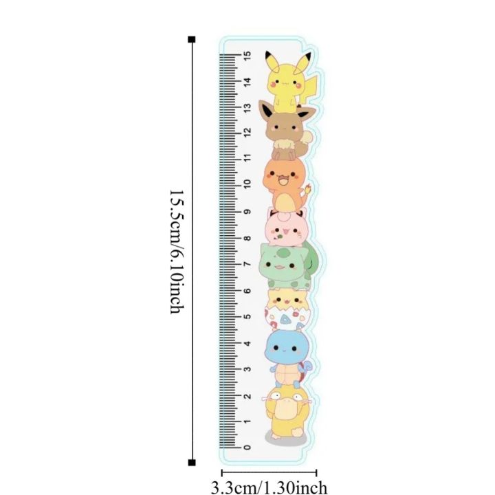 20cm Pikachu Ruler Portable Pikachu Straight Rulers Cartoon Anime 15CM Crayon Shin Chan ...