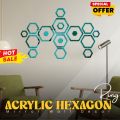 Acrylic Hexagon Ring Mirror Wall Decor | Acrylic Calligraphy New Wall Art in a Beautiful Frame, a Trending Acrylic Mirror Home Decor Product. Ideal for Living Room, Kids Room, Bedroom, and Drawing Room Decor, Perfect for Home Decor. Featuring Exqu. 