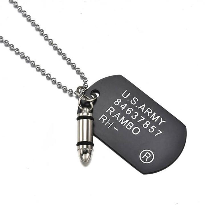 High Quality Fashion Men Military Army Bullet Charm Dog Tags SINGLE