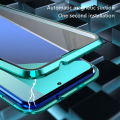 Biruiqu For Redmi Note 13 4G  Magnetic Absorption Case Metal Frame Shockproof Double Sided Tempered Glass Magnetic Case Cover. 