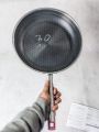 Stainless Steel Frying Pan 316 Stainless Steel Household Flat Bottom Cooking Pan With Steel Handle Double-sided Honeycomb Uncoated Non-stick Pan Home Kitchen Cookware (Color : Black, Size : 34cm). 