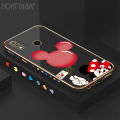 Hontinga for Realme 3 Back Cover（Free Lanyard）Luxury 6D Plating Cartoon Balloon Mouse Side Pattern Case Soft Silicone Square Phone Cases. 