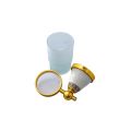 GOLDEN WHITE MARBLE BRUSH HOLDER | ELEGANT AND LUXURIOUS BATHROOM ACCESSORIES | PREMIUM GOLDEN TOOTHBRUSH HOLDER WITH GLASS STORAGE. 