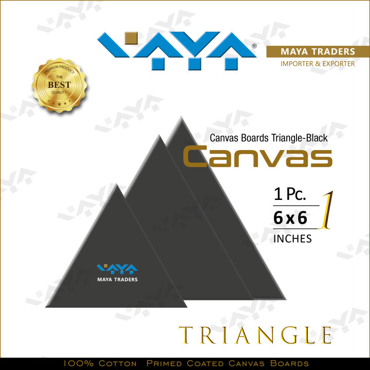 Maya Traders 1 Piece Of 6 Inches 100% Cotton Primed Stretched Triangle Shaped Black Canvas Board For Acrylic & Oil Painting - Black