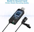 FIFINE USB Lavalier Microphone, Clip-on Cardioid Condenser Computer mic Plug and Play USB Lapel Microphone with Sound Card for PC and Mac-K053. 