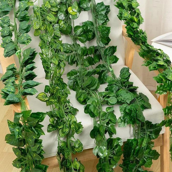 pack of 12 Artificial Plants Rattan Creeper Green Leaf Ivy Vine For Home Wedding Decor