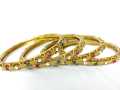 Golden/Silver Alloy Rhinestones 4 Piece Bangles For Girls-Golden Bang-Elegant  Gold Bangle Wedding Gifts Set for girls. 
