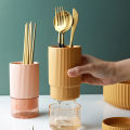 Ceramic Utensils Holder - Bottom Drain Hole Self Draining Ceramic Chopsticks Holder, Ceramic Tableware Drain Rack Storage Tube, Solid Color Cutlery Drainer For Spoon Chopsticks Fork, Cutlery Holder. 