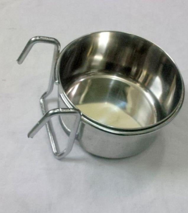 Stainless Steel Pet Birds Feeding Bowl with Cage Holder
