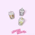 Bubble Tea Enamel Pin Cat Sloth Little Horse Brooch Bag Clothes Lapel Pin Badge Cartoon Animal Jewelry Gift for Kid Friend. 