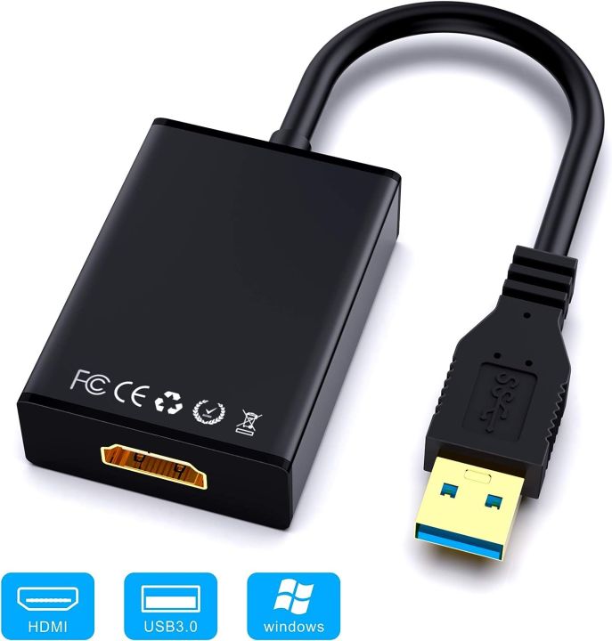 USB 3.0 to HDMI Adapter, 1080P Full HD Video and Audio Multi Monitor Graphics Converter Adaptor for Laptop/PC/Projector/HDTV Compatible with Windows XP 7/8/8.1/10 (VISTA & NO MAç)
