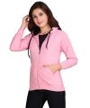Sharrys Womens Zipper Hoodie Plain Pullover Front zip up Kangro Pocket Hoddie New arrivals Girls Casual Winter Wear ( Baby Pink ). 