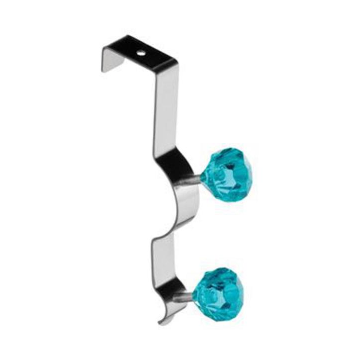 Over Door Teal Diamantes Double Hook - Premier Home - SKU 0509689