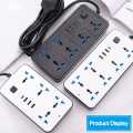 Type-C Universal Extension Lead with Multiple Function,UK Plug 3 Pin Socket Outlet with 6 Gang  3 USB Port  1 Type-C Port,1.8M Cable Power Strip for Home,Kitchen,and Office(White). 
