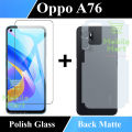 Oppo A76 Glass Protector Polish Screen Tempered + Back Protector Carbon Fiber Matte Soft Skin Sheet For Oppo A76. 