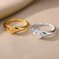 Hollow Heart Sunflower Rings For Women Vintage Gold Plated Stainless Steel Ring Wedding Couple Rings Aesthetic Jewelry Bague. 