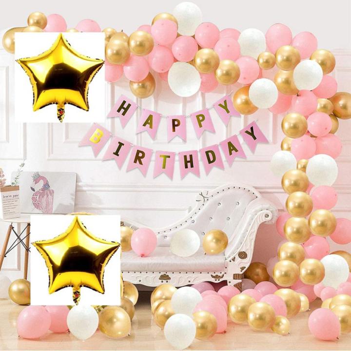 Wonderful Happy Birthday Theme Set "Including Birthday Banner +30 Balloons + 2 Foil Balloons Stars" - Grand Birthday & Party Items, Birthday Decorations & AccessoriesThemes for Baby, Boy & Girl, Birthday Decoration