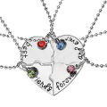 Best Friends Forever 3/4pcs/set Stitching Heart Pendant Necklace Three Colors Crystal Couple Friendship Necklace Gift Jewelry. 