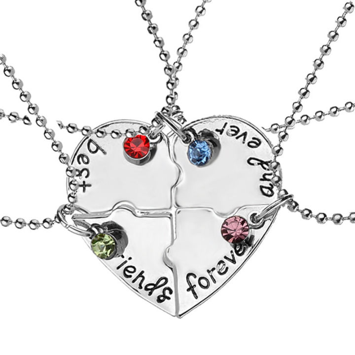 Best Friends Forever 2/3/4pcs/set Stitching Heart Pendant Necklace