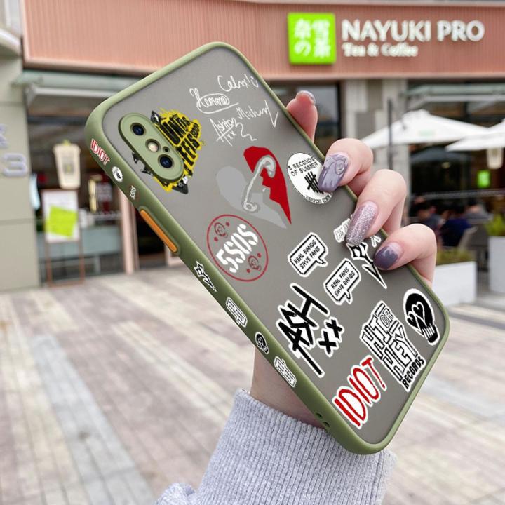 chenyyka For iPhone Xr Case Fashion Tide Brand Cool Men Pattern Thin Side Square Edge New Design Shockproof Frosted Transparent Hard Phone Cases Silicone Casing Full Cover Camera Protection Softcase Boy