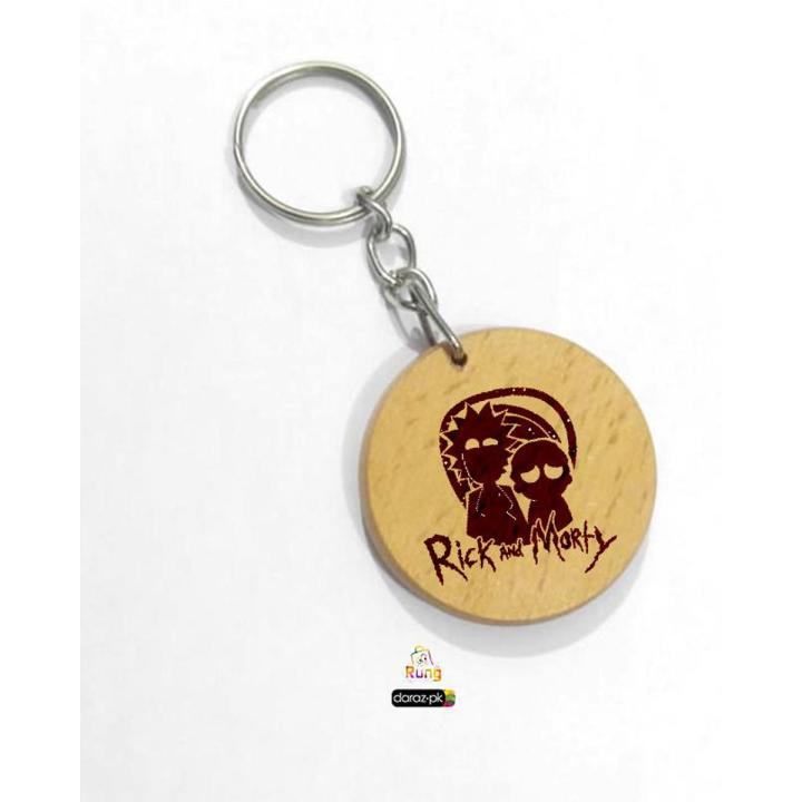 rick and morty wood keychains