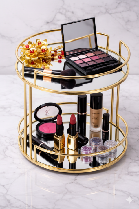 2 Layer Tray, Cosmetic Storage,Rotating Makeup Organizer and the use of  for makeup organizers 1 pcs
