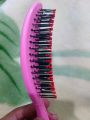 1pcs 9 inch long 4 holes Curve Pink Hair Brush with Wire Bristle for ladies Gents Glide Though Tangles With Ease For All Hair Types For Women, Men, girl and boy Wet And Dry Hair comb. 