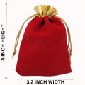 RED GOLDEN VELVET NIKKAH BIDH POUCH - BIDH BAG - 50 PCS - NIKKAH DECORATION ITEMS. 