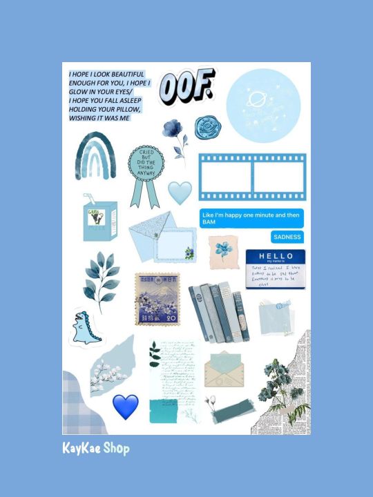Blue Sky Themed Aesthetic Uncut Sticker Sheet - Journal Stickers